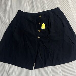 vintage Black Button-Front Skirt